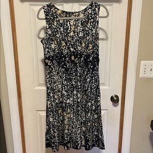 Navy Floral midi  Dress